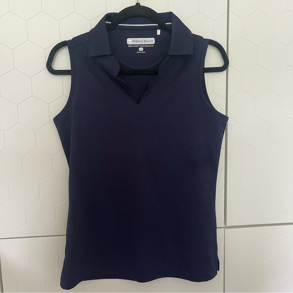 Pebble Beach Navy Scalloped Golf Polo